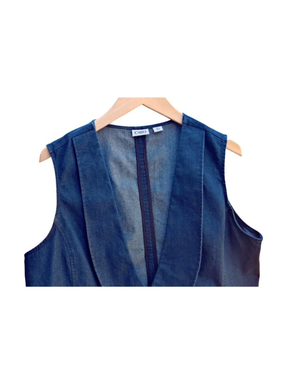Blue Denim Vest XL CATO Waistcoat Gilet Deep V-Neck Western 3 Button ShawlCollar - Picture 3 of 15